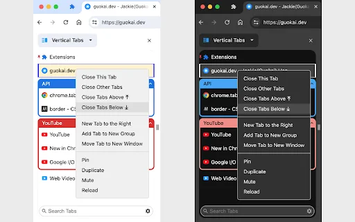I-download ang Vertical Tabs in Side Panel – Pamahalaan ang Tabs - Screenshot 2